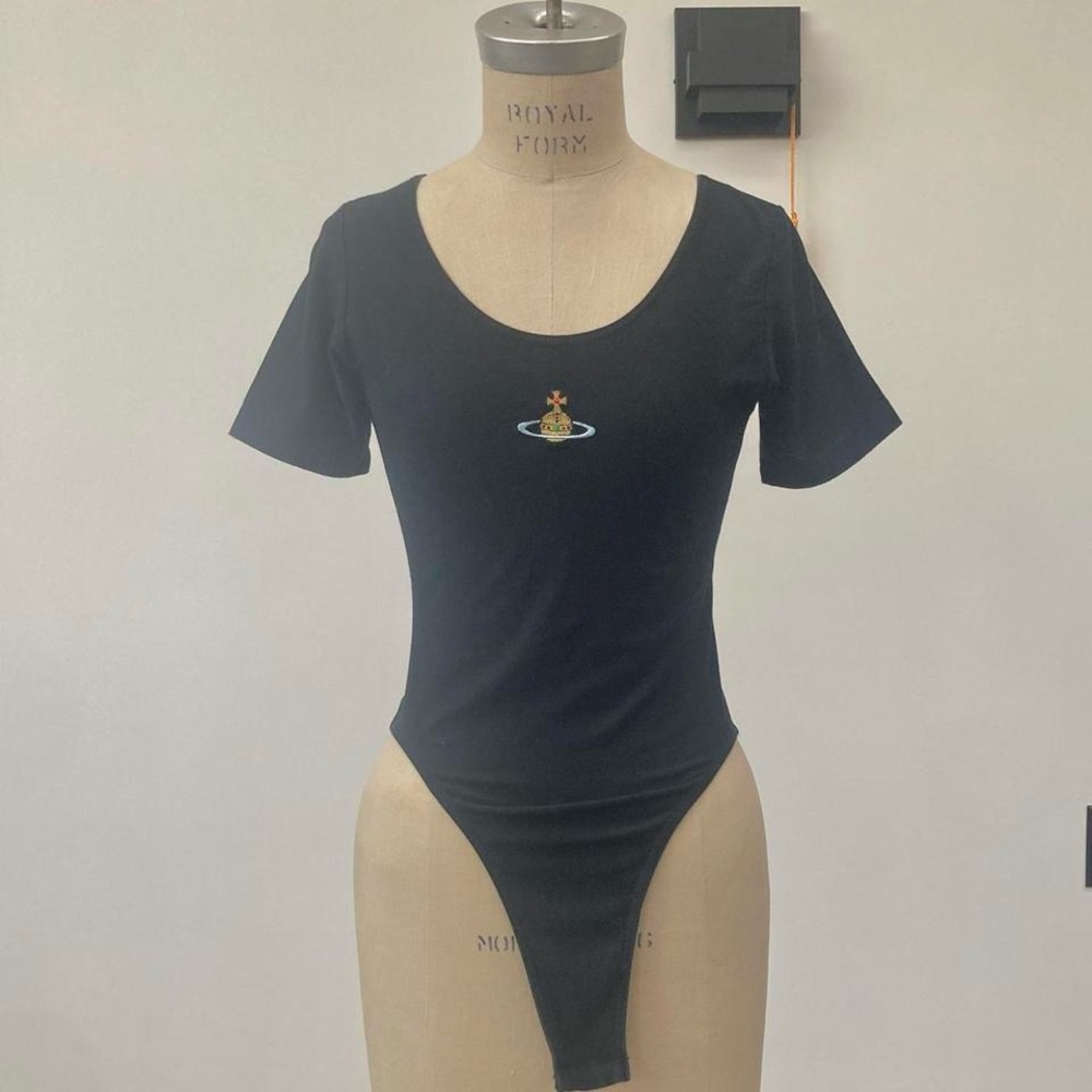 Vintage 90s Vivienne Westwood orb embroidered bodysuit